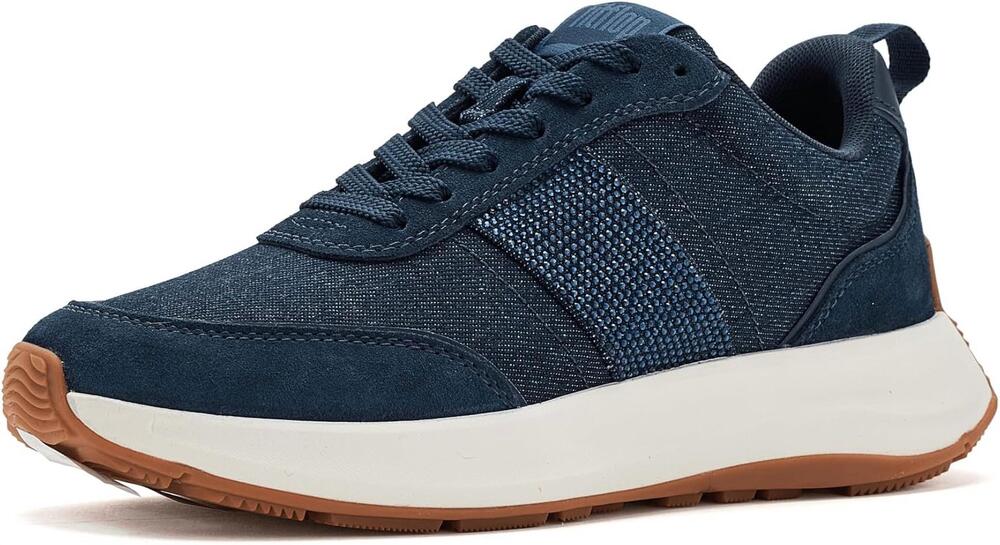 NEW FITFLOP women's f-mode flow crystal sneaker in dark denim